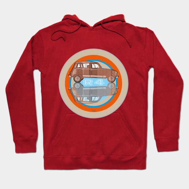 Renault 4 on Target brown Hoodie by AaaahEeeekStudio